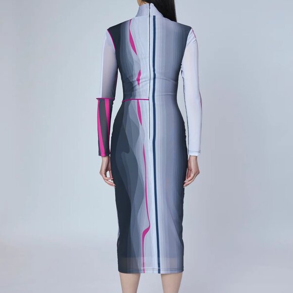 Israella Kobla NEETA Sheer Knit Mock Neck Dress Sz: XL - Picture 3 of 13